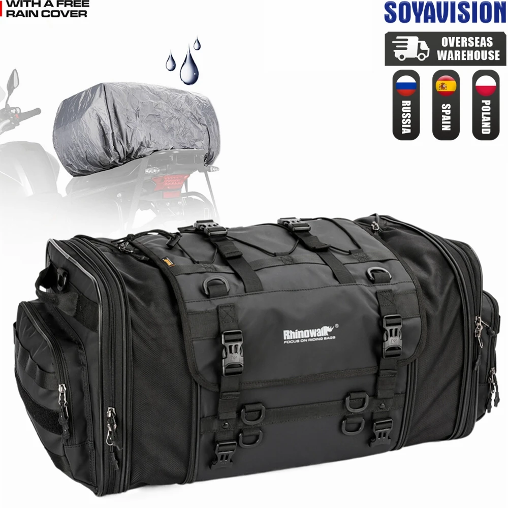 Motorcycle Tail Bag Waterproof 40L-60L Expandable Back Seat Saddle Bag Luggage Pannier Motorcycle Accessories Rider Backpack