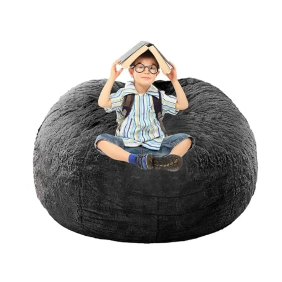 

Чехол-мешок, удобный чехол-мешок для взрослых без наполнителя, чехол для ленивого дивана из искусственного меха для стульев для гостиной, темно-серый, 3,5 фута