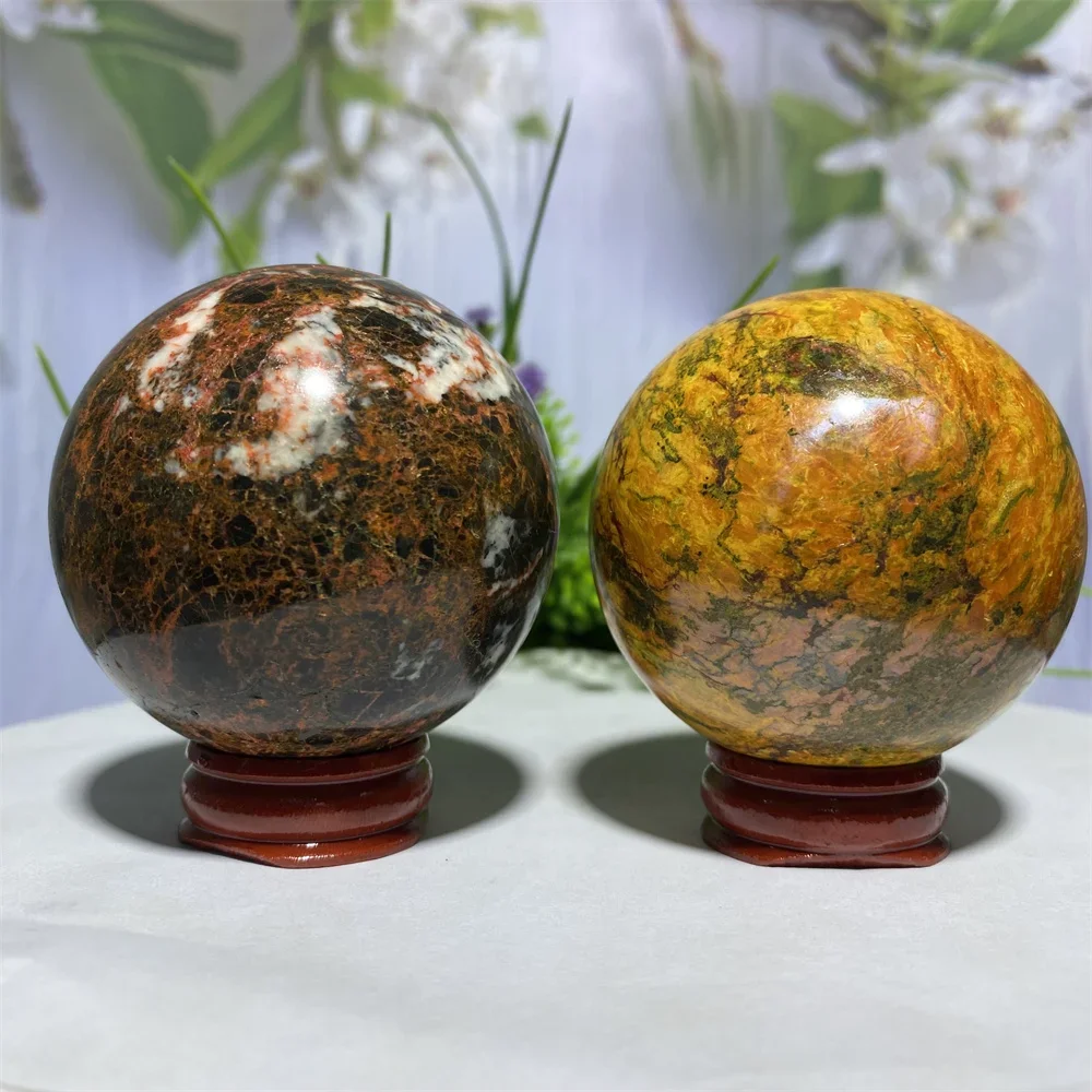 Realgar Crystal Ball Natural Mineral Gemstones Hand Polishing Reiki Quartz Sphere Healing Fengshui Home Decoration Gift