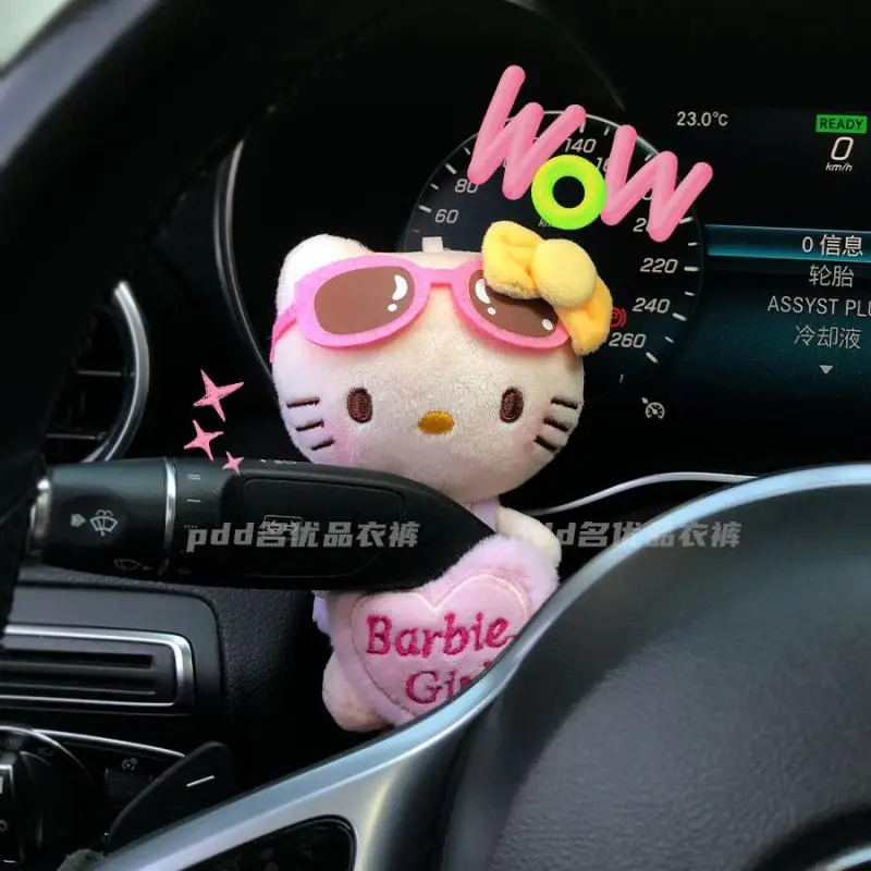 Sanrio Car Gear Steering Switch Decoration Plush Doll Wiper Ornament Cute Car Cartoon Hello Kitty Car Decoration Accessories