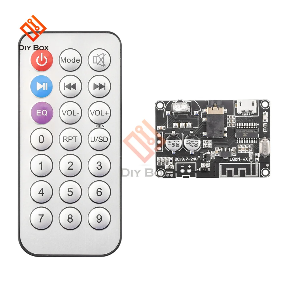 DC 3.7V-24V 12V Bluetooth 5.0 Stereo Audio Receiver Board Mp3 Lossless Decoder Wireless Stereo Music Module with Remote Control