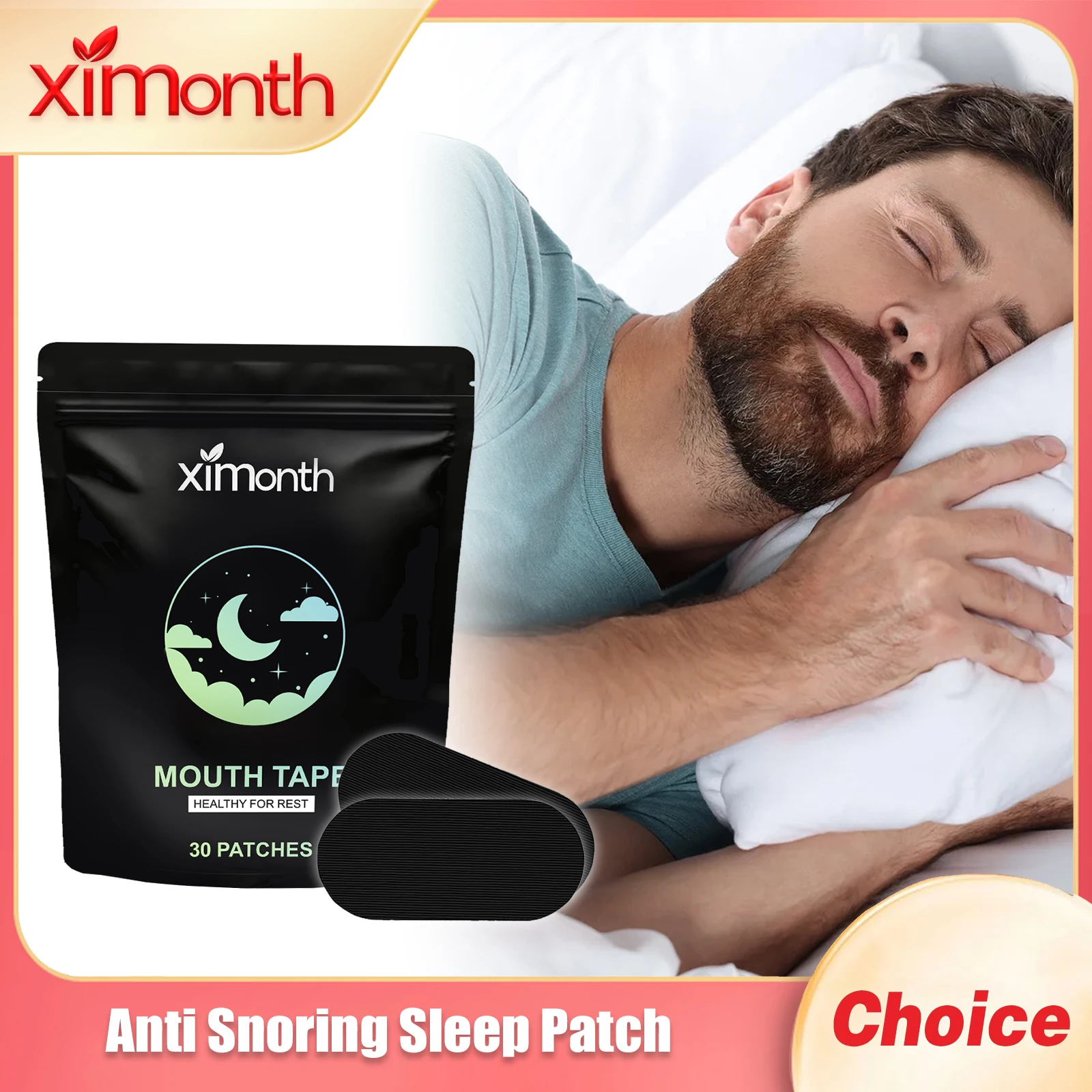 

XIMONTH Stop Snoring Patch Reduce Snoring Correctie Mouth Improve Sleep Quality Soothing Skin Relieve Discomfort Oral Care Patch