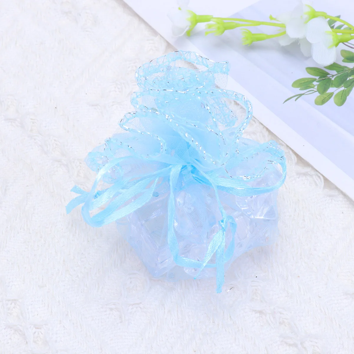 

100 Pcs Sequin Disc Yarn Bag Candy Gauze Organza Favor Pouches Decorative Goody Bags Small for Holiday Jewelry Wedding Favors