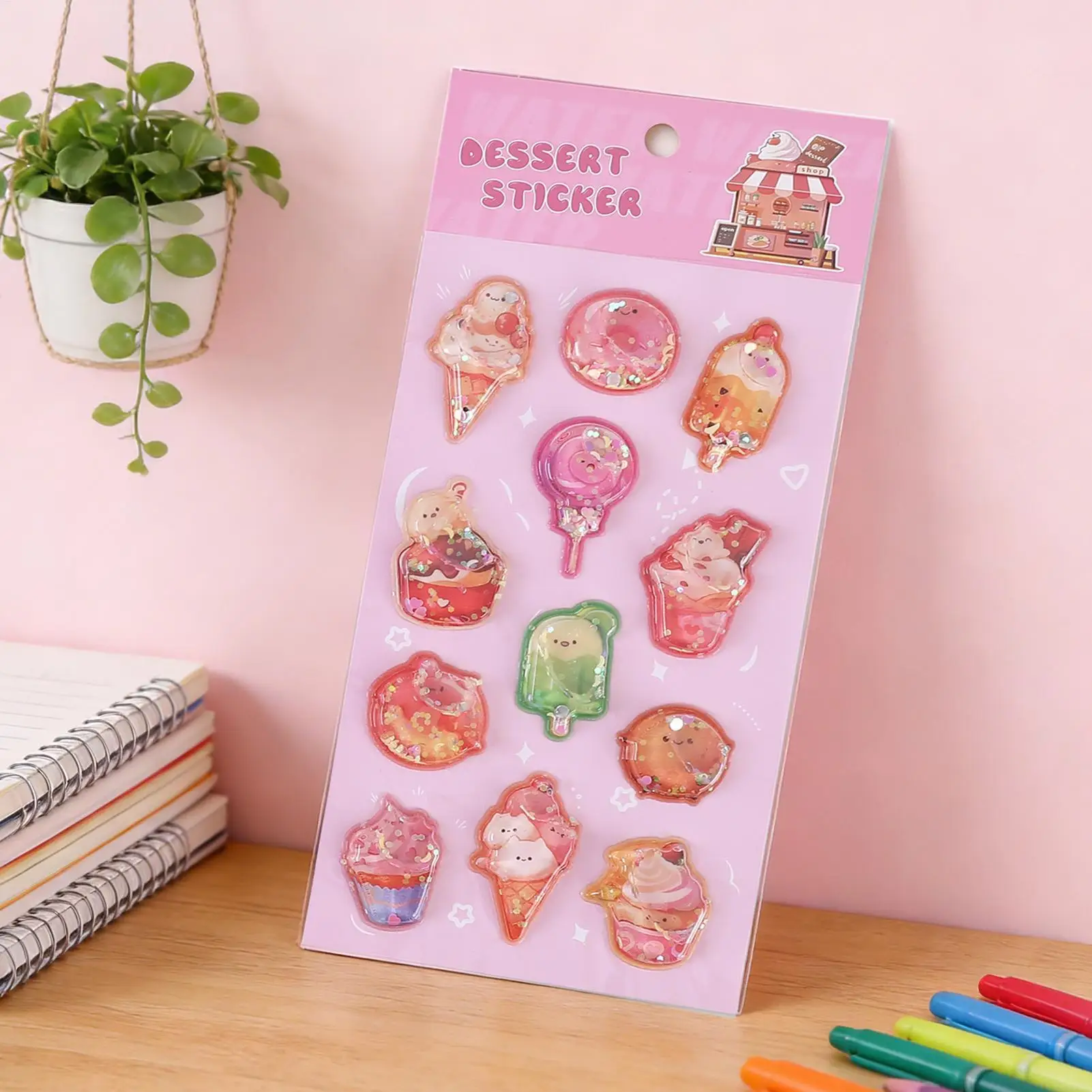 3D Stickers Embossed Adorable Assorted Decals Mini Hamburger Cartoon 3D Stickers for Boys Girls Children Teens Students Laptop