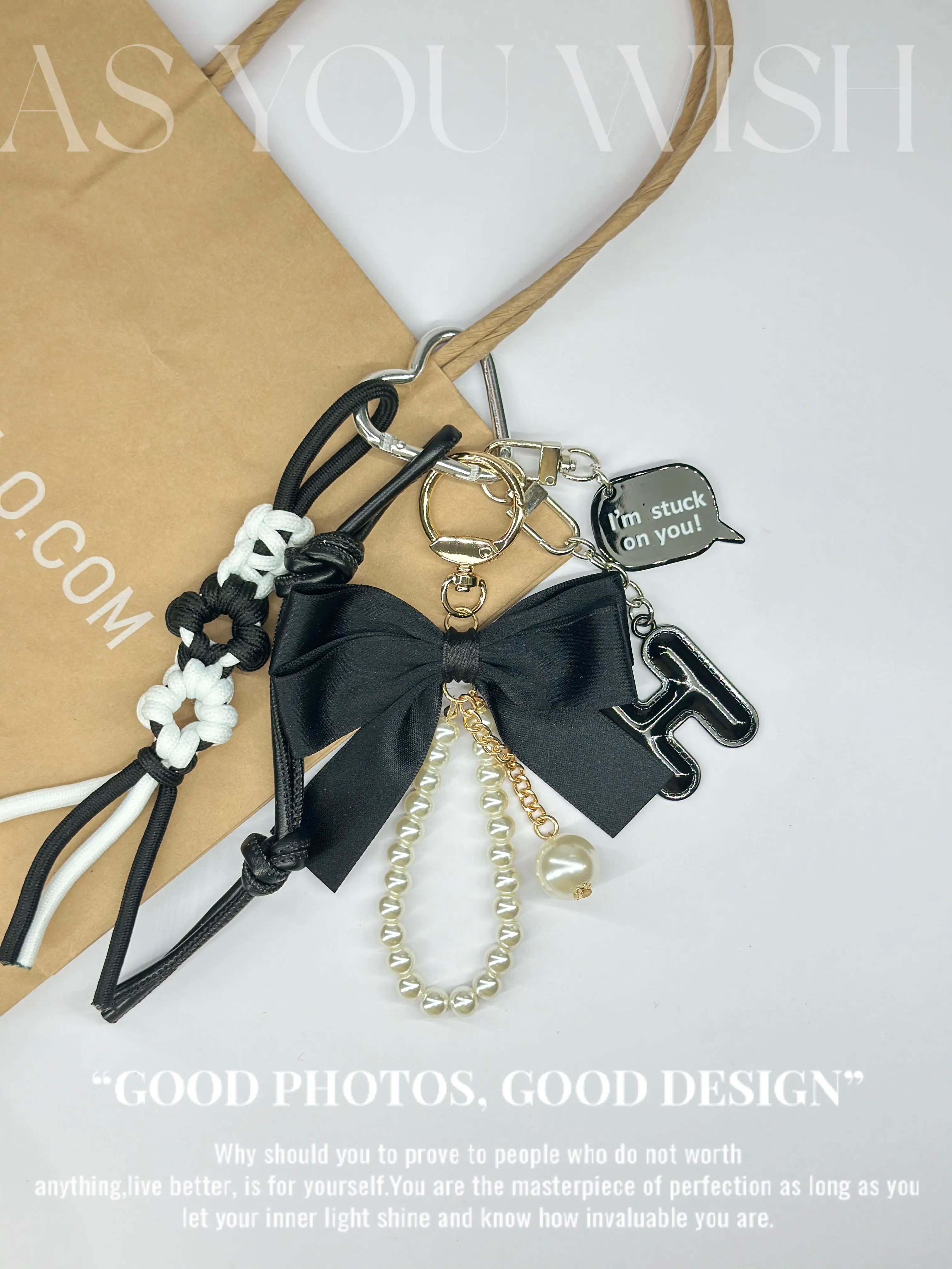 2025 신상 우븐 로프 키체인 가방 장식 키홀더 한국 스타일 나비 매듭 비즈 하트 태슬 폰케이스 가방 Y2k