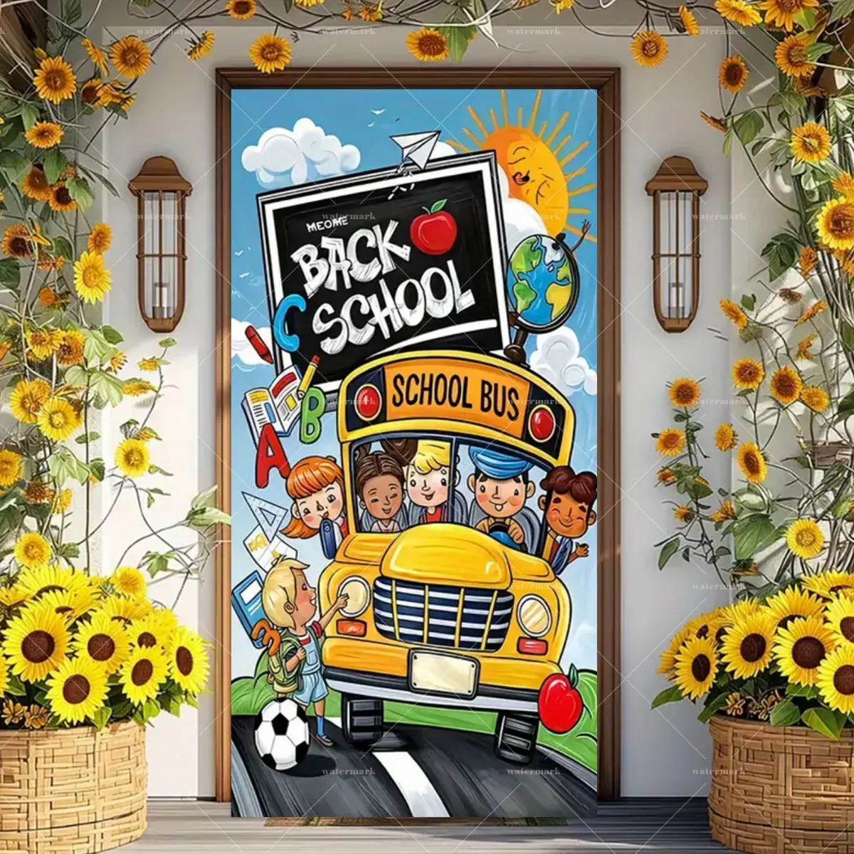 

Bienvenidos De Regreso A Clases Door Cover Spanish Welcome Back to School Decoration Photo Booth Backdrop Decor Wall Decoration