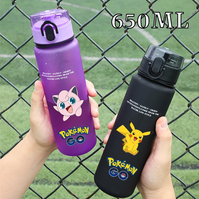 Image of 650 ml Pokemon-Wasserflasche, Cartoon-Animationsmuster, bedruckte Sportflaschen, für Damen und Herren, tragbare, mattierte Becher für den Außenbereich, Partygeschenke
