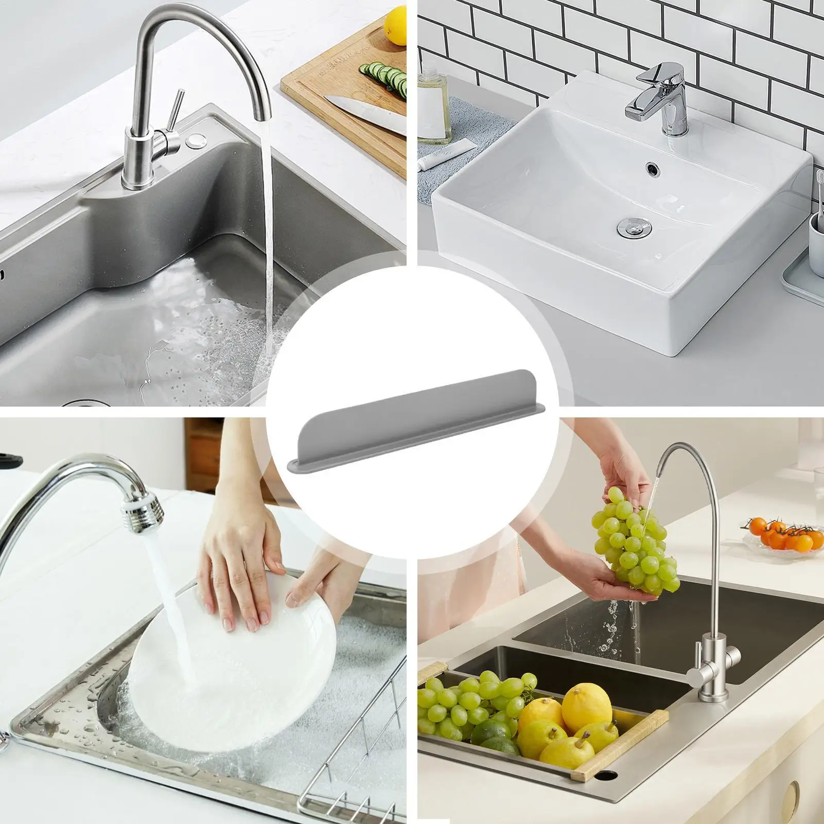

Silicone Sink Baffle Splash Guard with Suction Cup Pool To Protect Clothes From Splashing Water Barrier for Kitchen