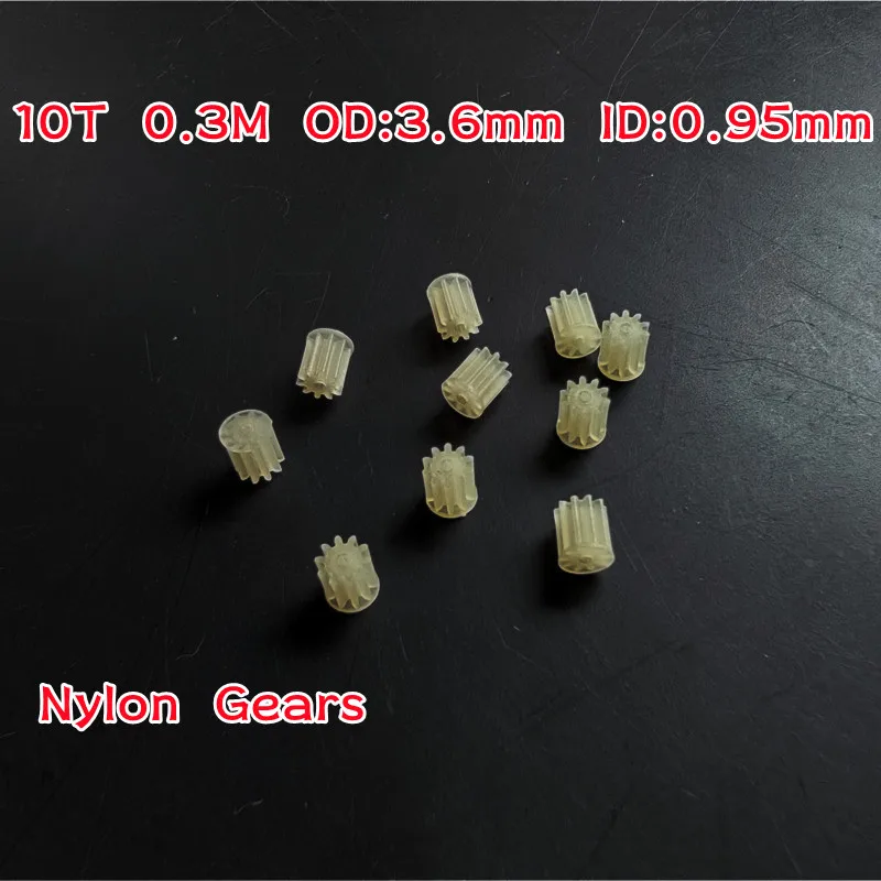 10pcs/bag Nylon Motor Small Gears Motor Pinion 0.95mm Hole 0.3M 10T 10 Teeth R/C Spare Parts R/C Heliopter Toys Drone Quadcopter