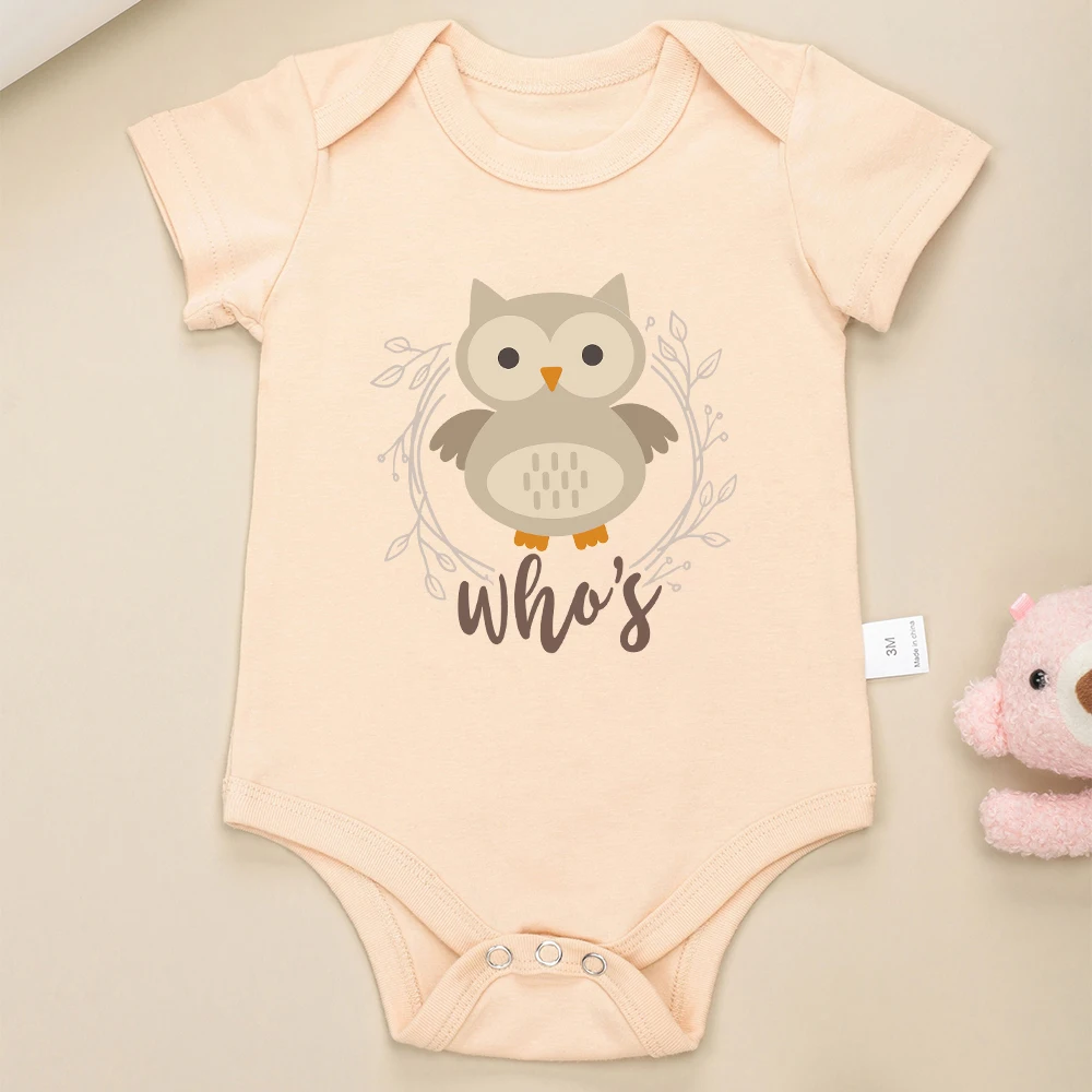 Who\'s Who Cute Funny Twin Baby Boys Girls Clothes Cartoon Owl Print Cotton Summer Newborn Onesies Pajamas Casual Toddler Outfits