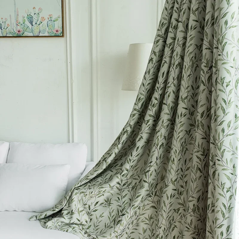 

Simple and Modern Curtains for Living Room and Bedroom Balcony Kitchen Polyester Cotton Fabric Window Green Blue CurtainsTulle