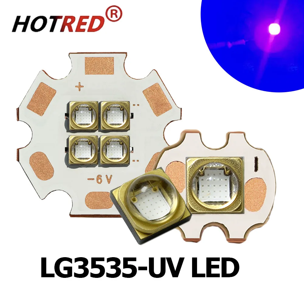 High Power UV LED 3535 LG 3W 3V 3.7V 10W 12W 6V/12V Vertical Quartz Chip Bead Focus 60Degree 365/385/395/405nm Light Curing Lamp