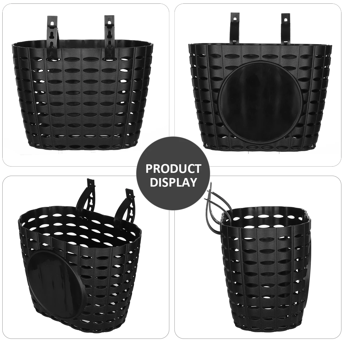 

Thicken Plastic Bike Basket Black Detachable Storage Basket Water Scratch Resistant Easy to Install for Bike