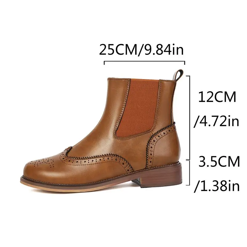 REAVE CAT Elegant Women Ankle Boots Round Toe 3.5cm Chunky Heels Side Zipper Oversize 45 46 47 48 Daily Chelsea Booties Winter