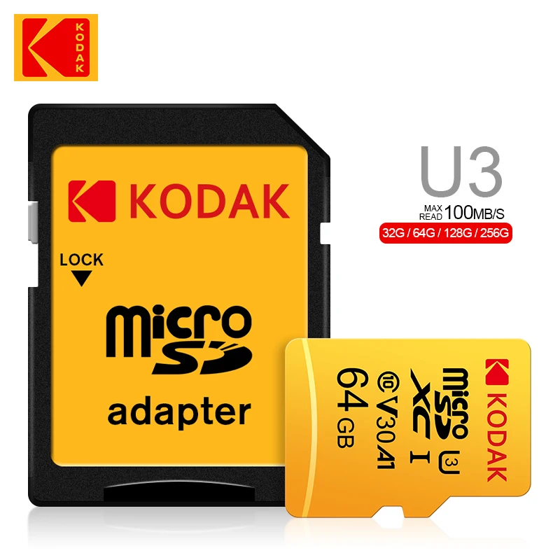 Kodak Micro SD Card 128GB 64GB 32GB 512GB 256GB Micro SD 128gb Flash Memory Card SD Memory U1 U3 4K Microsd TF Cards