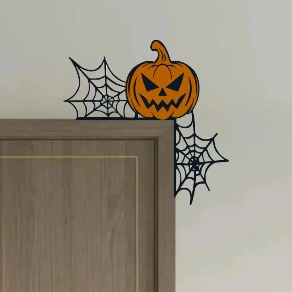 CIFBUY Halloween Door Corner Metal Wall Art Jack-O-Lantern Spider Web 2D Cutout Rustproof Hanging Decor For Home Indoor Sign