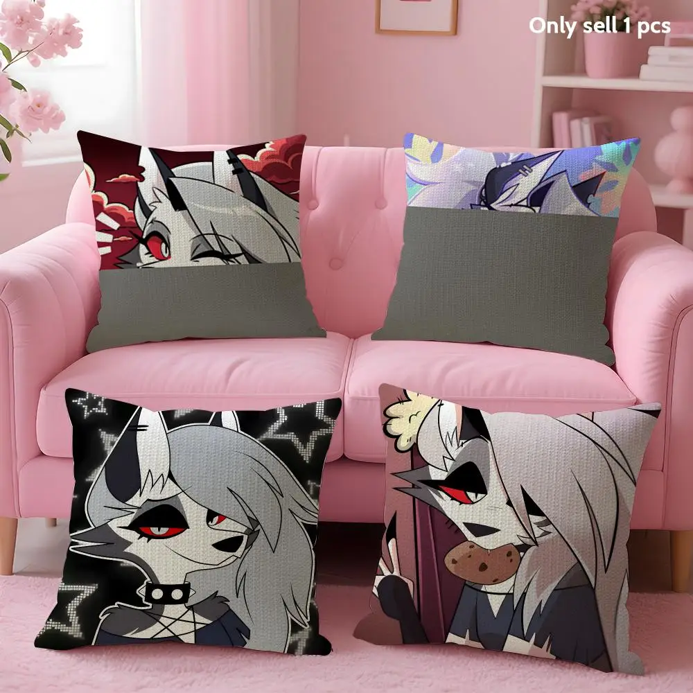Cartoon H-Helluva Boss Loona Cushion Cover Decorative Linen Throw Pillow Case Soft For Bed Sofa Car Home Decor