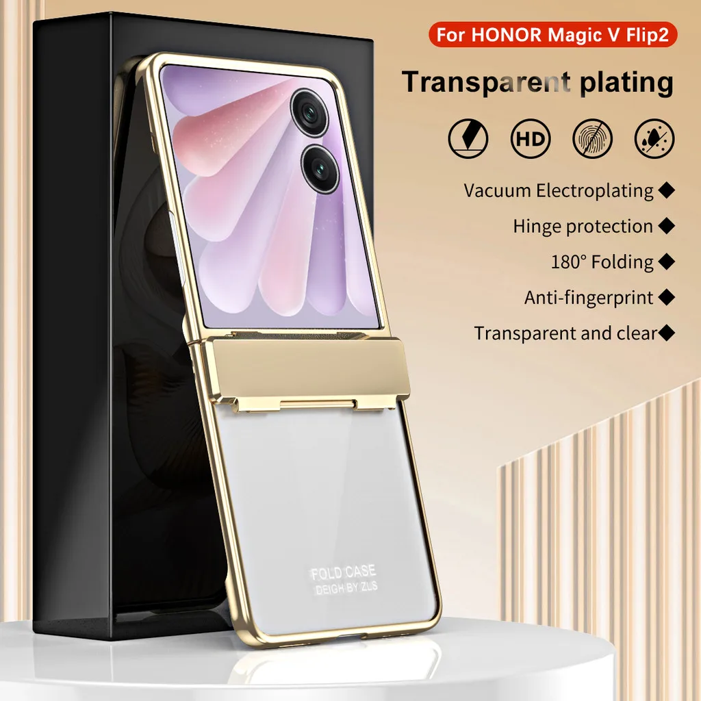 

Гальванический фантомный чехол для Honor Magic V Flip 2 5G, противоударный защитный чехол на 360° полноэкранный чехол для Honor Magic V Flip