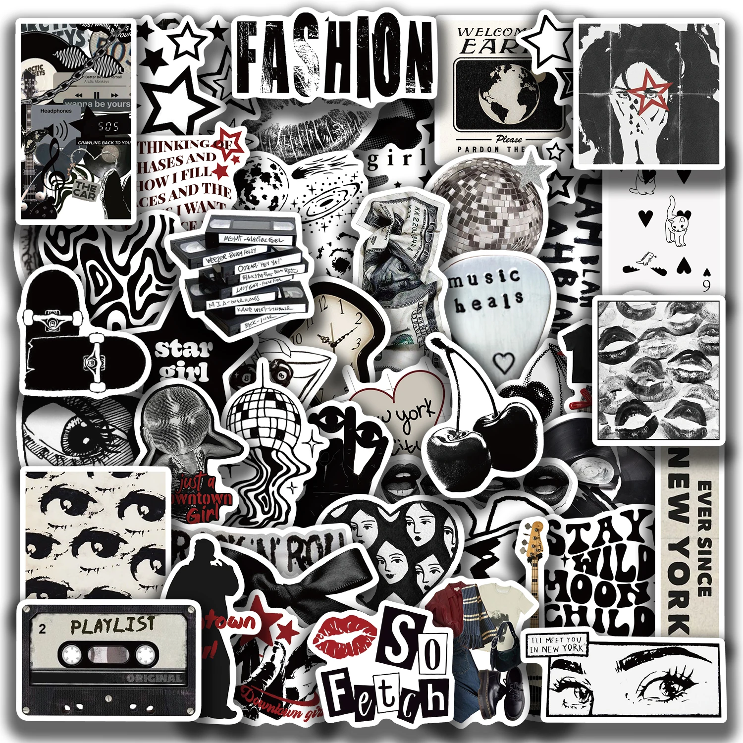 50pcs Y2k Stickers Waterproof Vinyl Decals for Laptops, Skateboards, Guitars & More Cool Cartoon Graffiti Designs