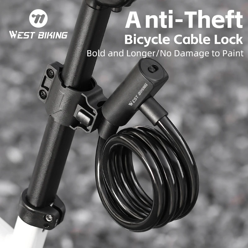 

WEST BIKING Multicolor Anti-Theft Bicycle Cable Lock Safety Durable E-Bike Motorcycle Universal Wire Lock Cycling Accessories