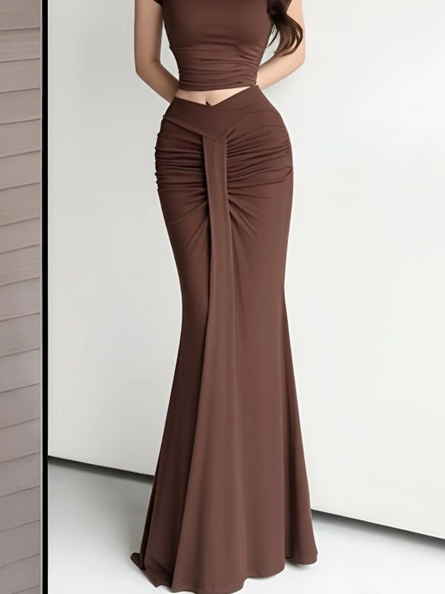 High Waist Slimming Long Fish  - Skirts ulasan dan harga