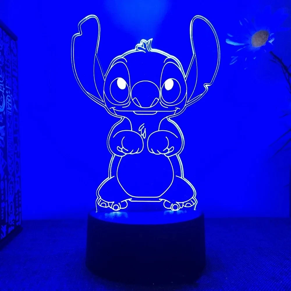 Hot Cartoon Stitch Figurine 3D 7 Colors Light Children LED Night Light USB LED Table Lamp for Bedroom Decoration Chirstmas Gift