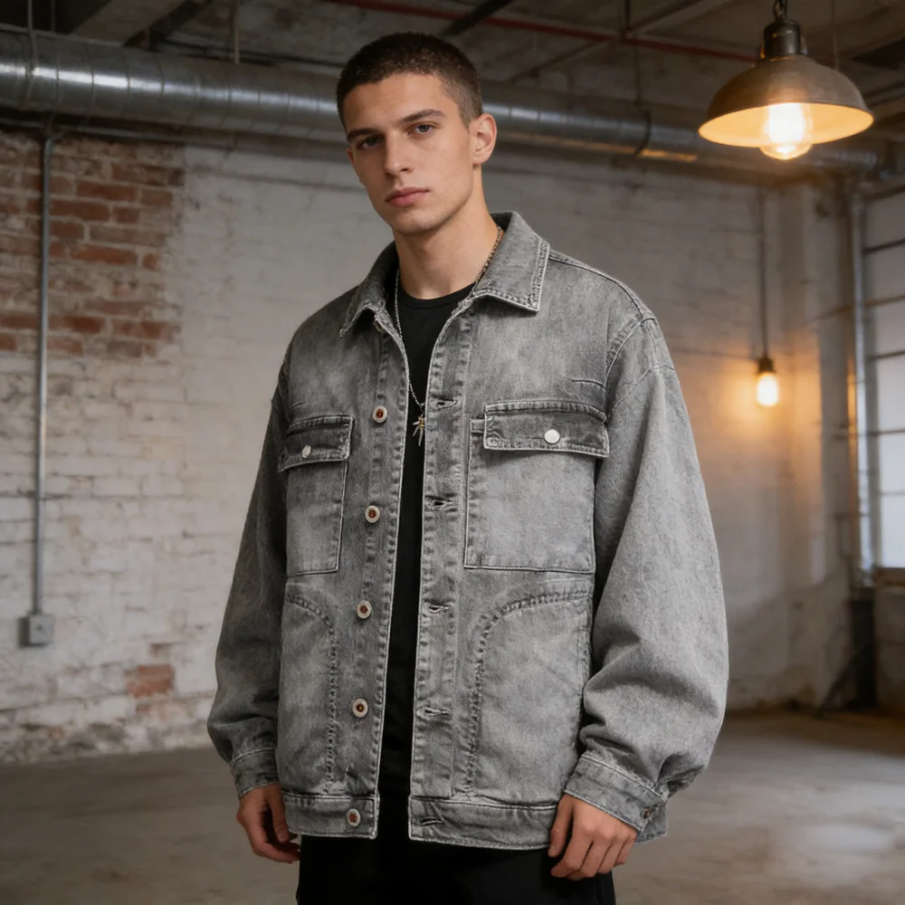 Spring Autumn Men's Vintage Denim Jackets Fashion Men Streetwear Biker Jean Jackets Men Windbreaker Button Washed Denim Coats