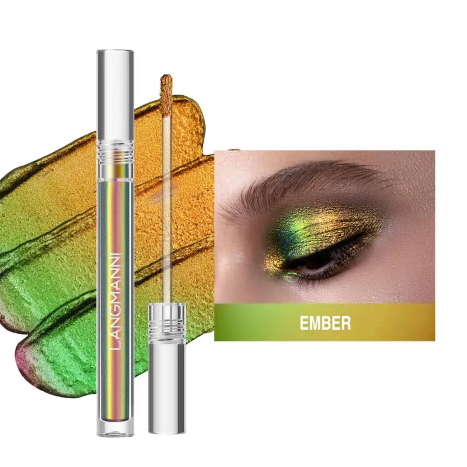 Halloween Tri-color Diamond Liquid Shimmer Eyeshadow Single Pack with Glowing Effect Twiggy Glitter Sparkle for Party Makeup Loo