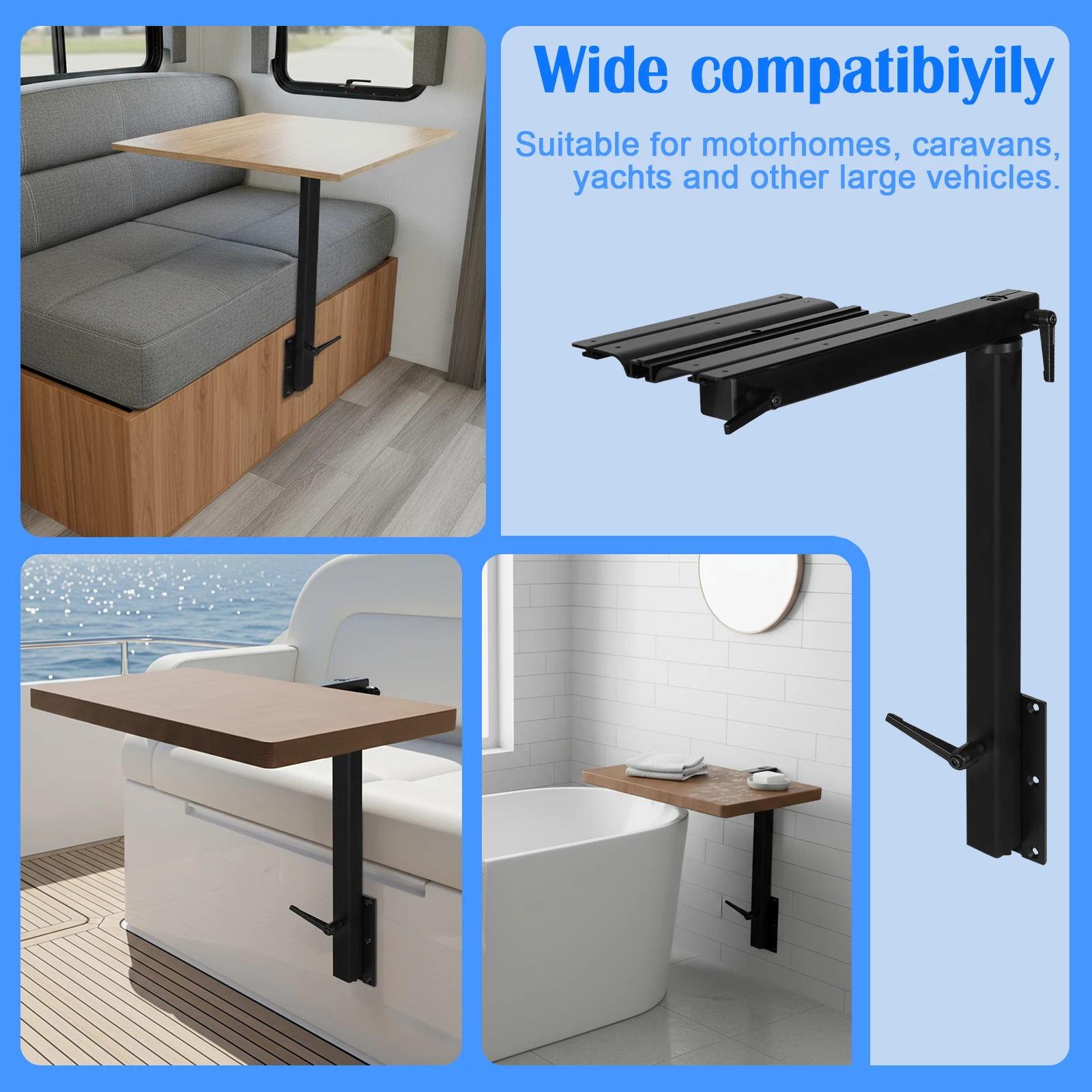 

RV Adjustable Table Leg 360 Degree Swivel Height Adjustable RV Table Leg Bracket Folding Table Leg for Caravan Motorhome Yachts