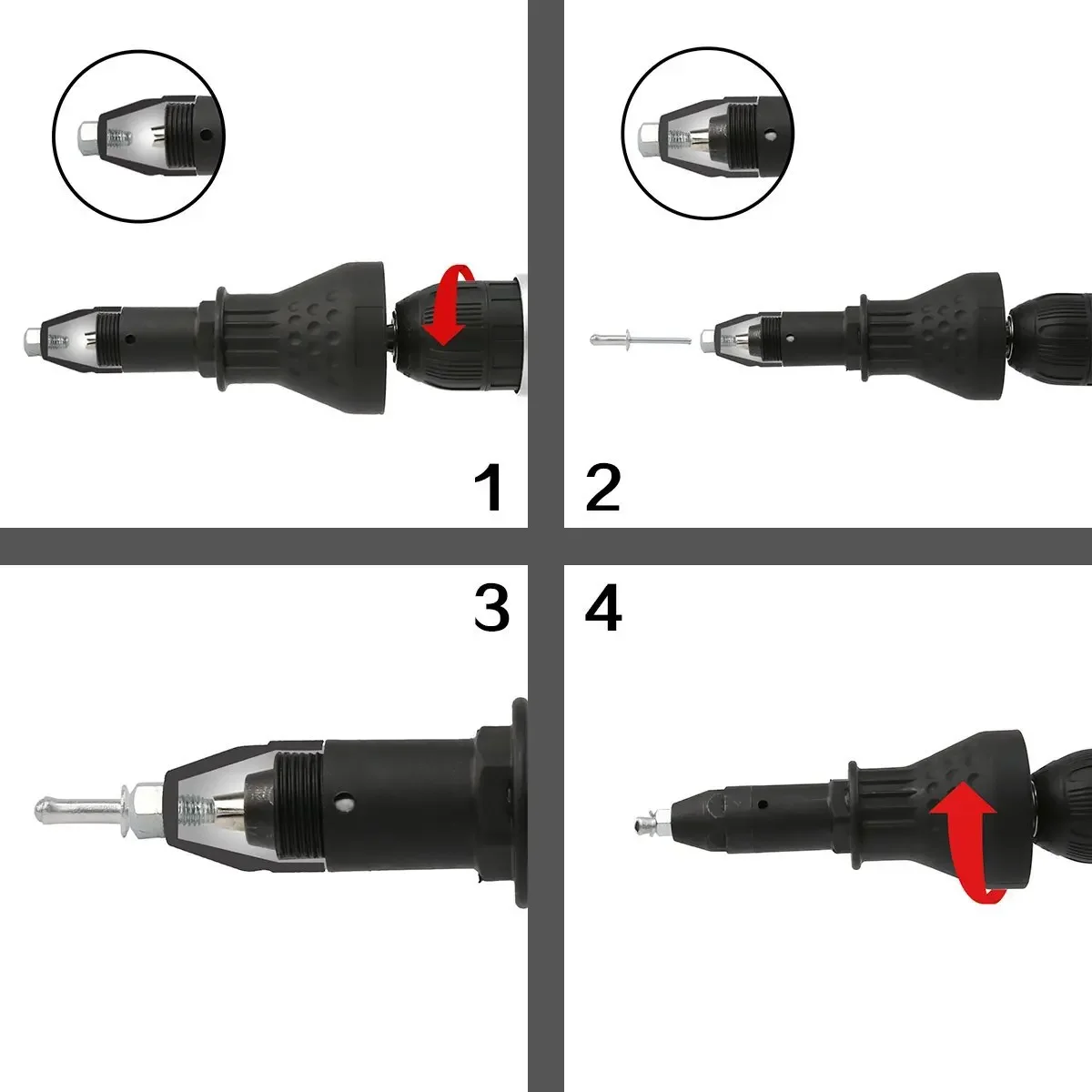 Elektrische Niet mutter Pistole Niet werkzeug Akku-Niet bohrer Adapter Einsatz mutter Werkzeug elektrische Maniküre Bohrer Zubehör