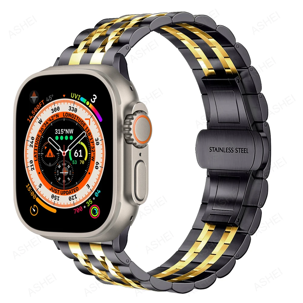 For apple watch ultra ultra2 band 49mm series 9 8 7 6 5 4 se 45mm 44mm 41mm 40mm 3 42mm 38mm stainless steel strap iwatch band