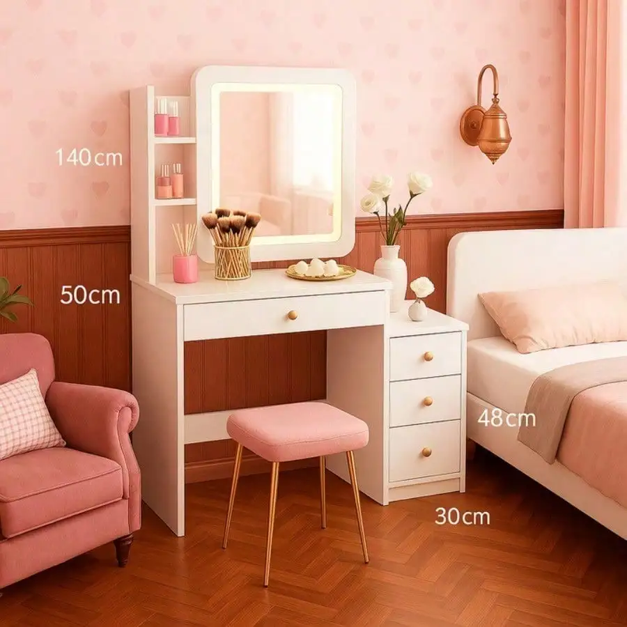 

The sliding rail is used to place the dresser bedside table two in-one combination drawer cabinet, hiding a large storage space