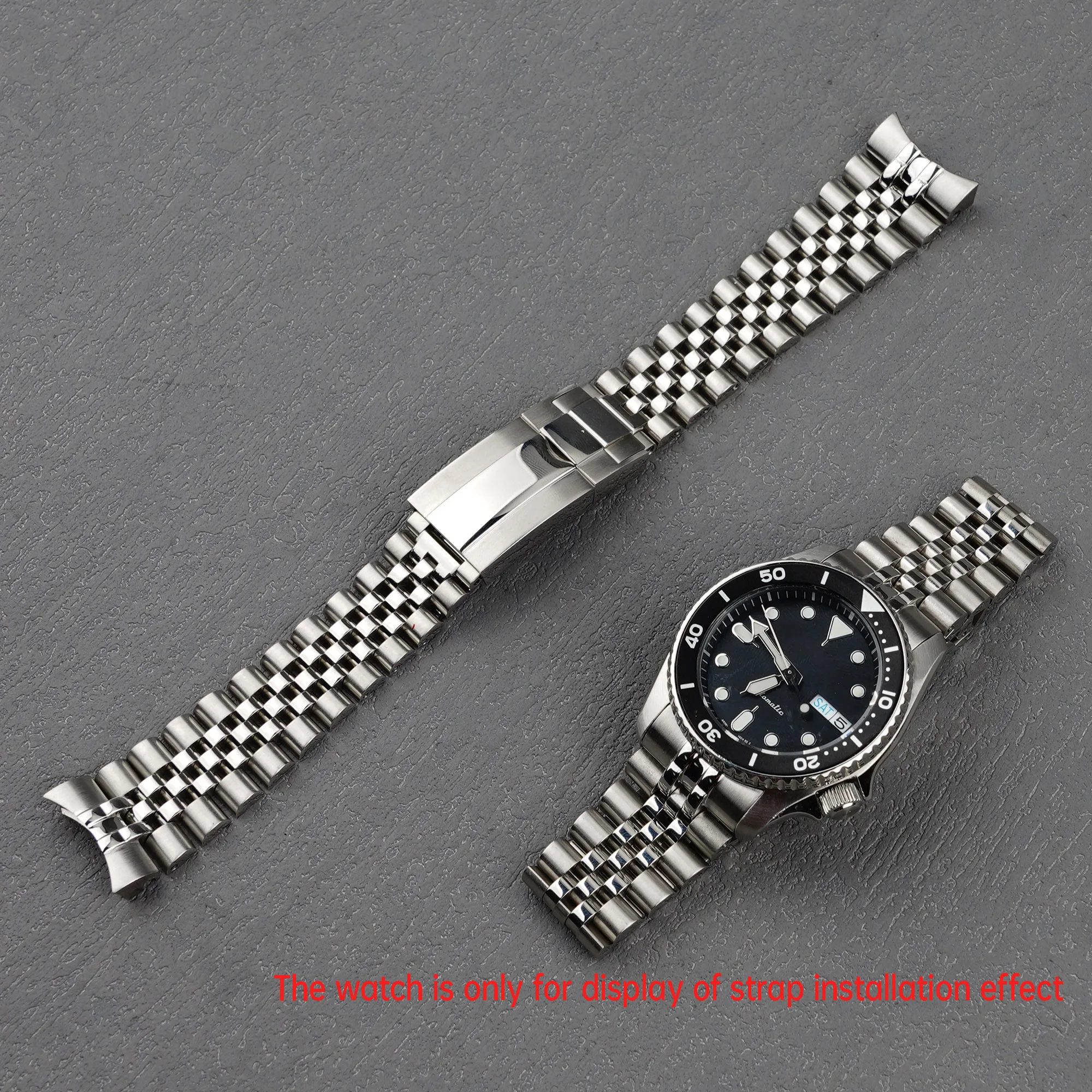 For Seiko 5 Sports SRPK29 31 33 35-20mm Jubilee Style Solid Link Stainless Steel Watch Band with Oyster Folding Clasp By Rolamy