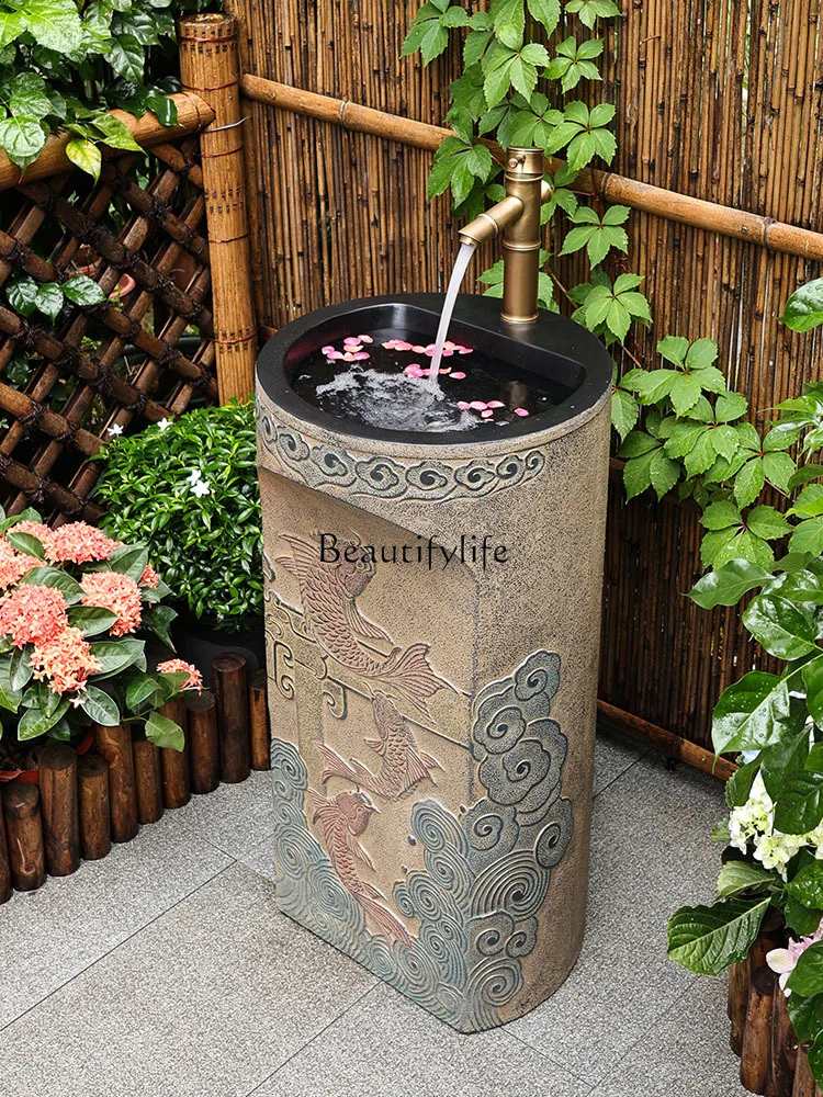 

-Garden outdoor wash basin Chinese balcony integrated floor wash basin