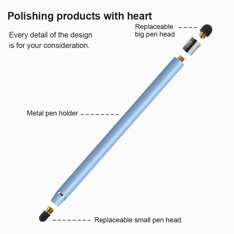 Universal Pen Double Silicon Head Touch Capacitive Electrostatic Screen Stylus Pens Screen Drawing Pen for Smartphone Tablet PC