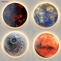 Hell Planet Moon Round Unframed Uv Sculpture Mural Led Wall Lamp Living Room Aisle Corridor Hotel Remote Atmosphere Night Light