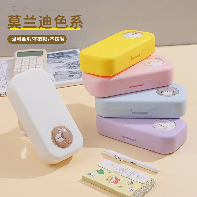 Wind Large Capacity Stationery Box Girl Model Primary Office School School Student Wear Resistant Cute Pencil Case Thickened
