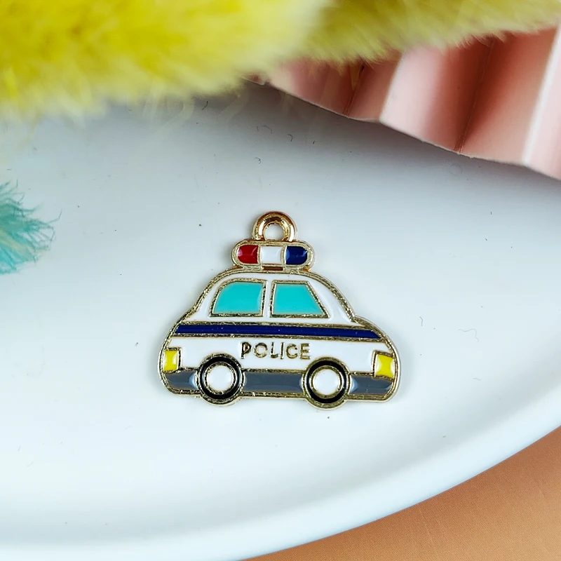 10pcs Cartoon Car Enamel Metal Charms School Bus taxi Pendants For Jewelry Making Cute Earring Dangle Wholesale