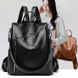 Luxury Women Leather Anti theft bag for Girls Sac A Dos Daypack Black Vintage Back pack School Bags for Girls Mochila Rucksack