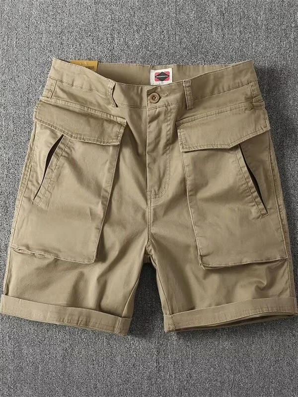 

American Style Summer Workwear Shorts Men's Loose Elastic Multi-Pocket Casual Fashion Brand Ins Wu Wenle Five-Quarter Pants