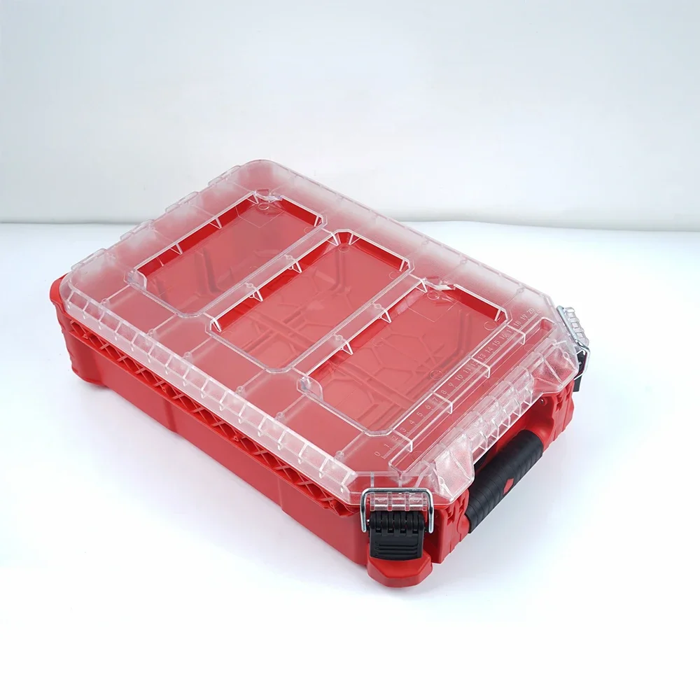 Visibility Thickened Comfortable Handle Portable Lockable Multifunctional Tool Storage Box with Transparent Lid Built-in Tool