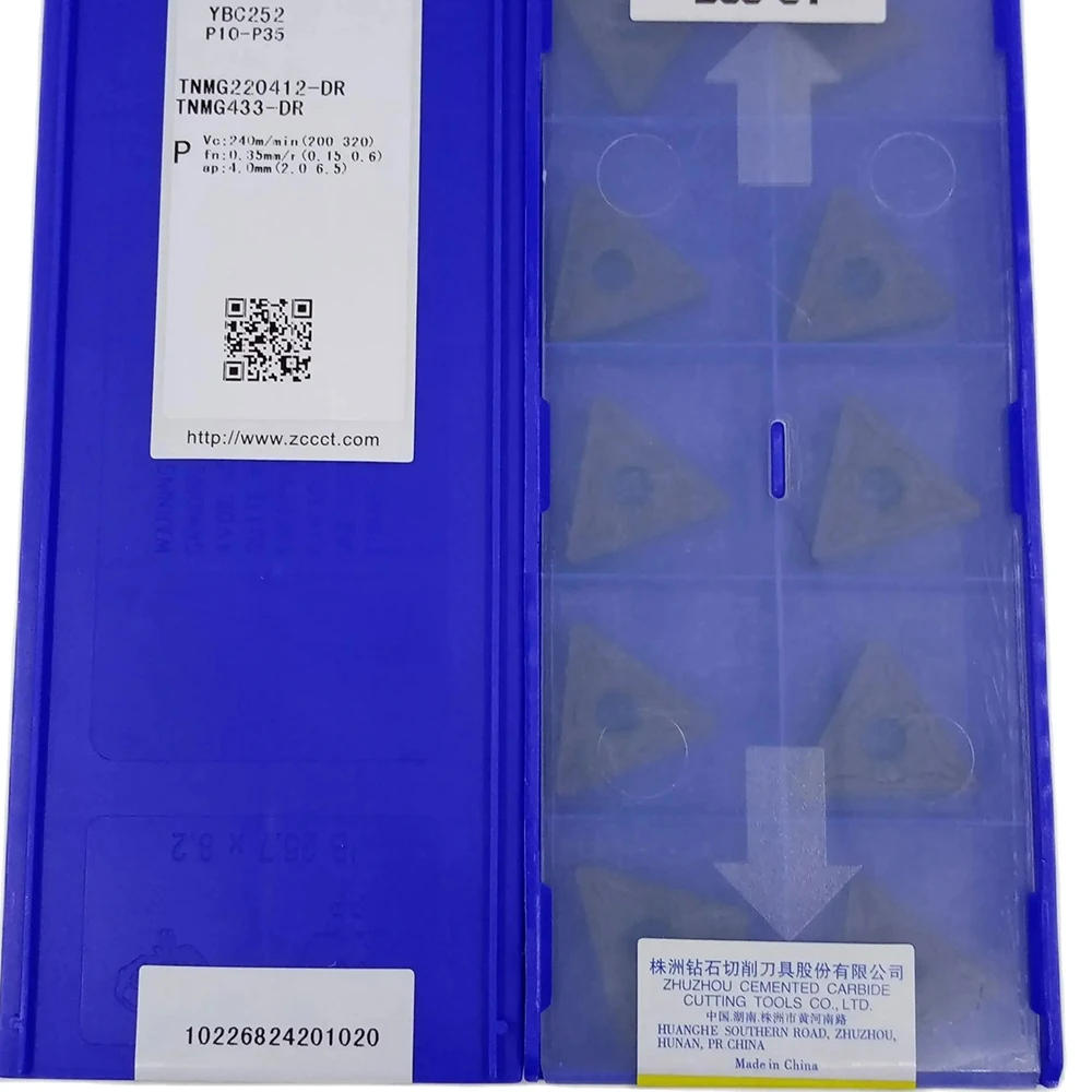 

ZCC TNMG220412-DR YBC252 CNC Roughing Carbide Turning Inserts For machining steel TNMG 220412 DR 10PCS/BOX TNMG 433-DR