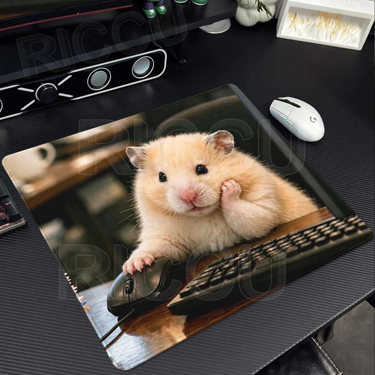 Funny Animal Hamster Mouse Pad Keyboard Mat PC Cabinet TableMat Gamer Desktop Mousepad E-Sports Rubber Non-slip Deskpad XS Rug