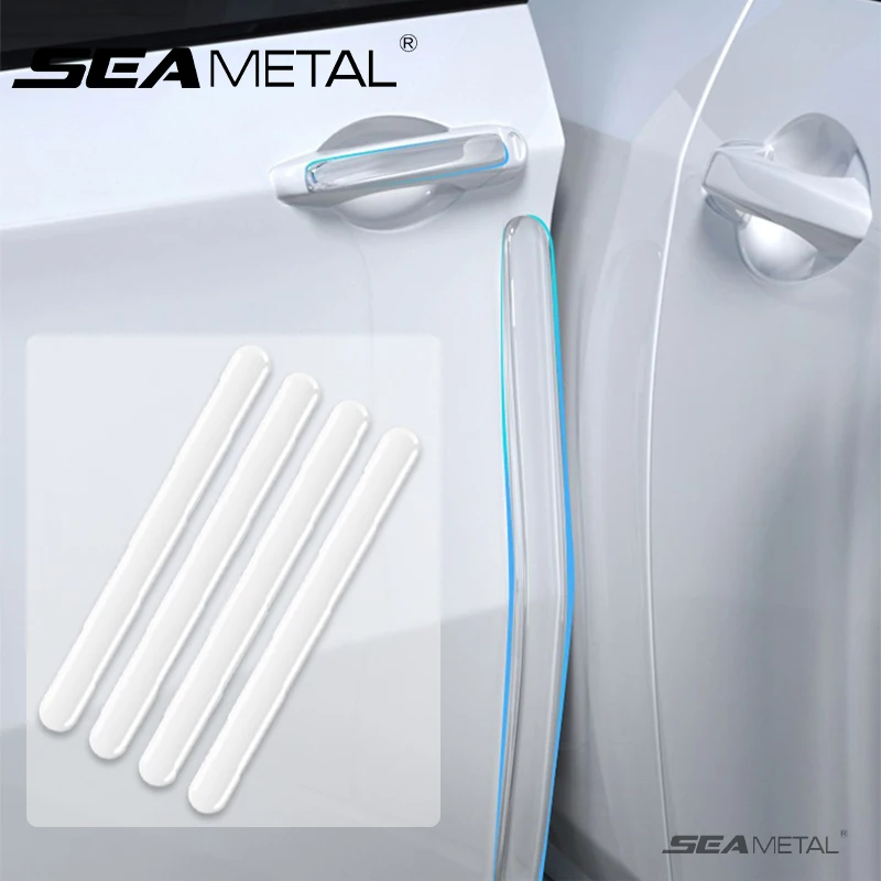 SEAMETAL 4PCS Extended Car Door Bumper Strip Transparent Body Protector Anti-scratch Protective Strip Body Decoration Strips