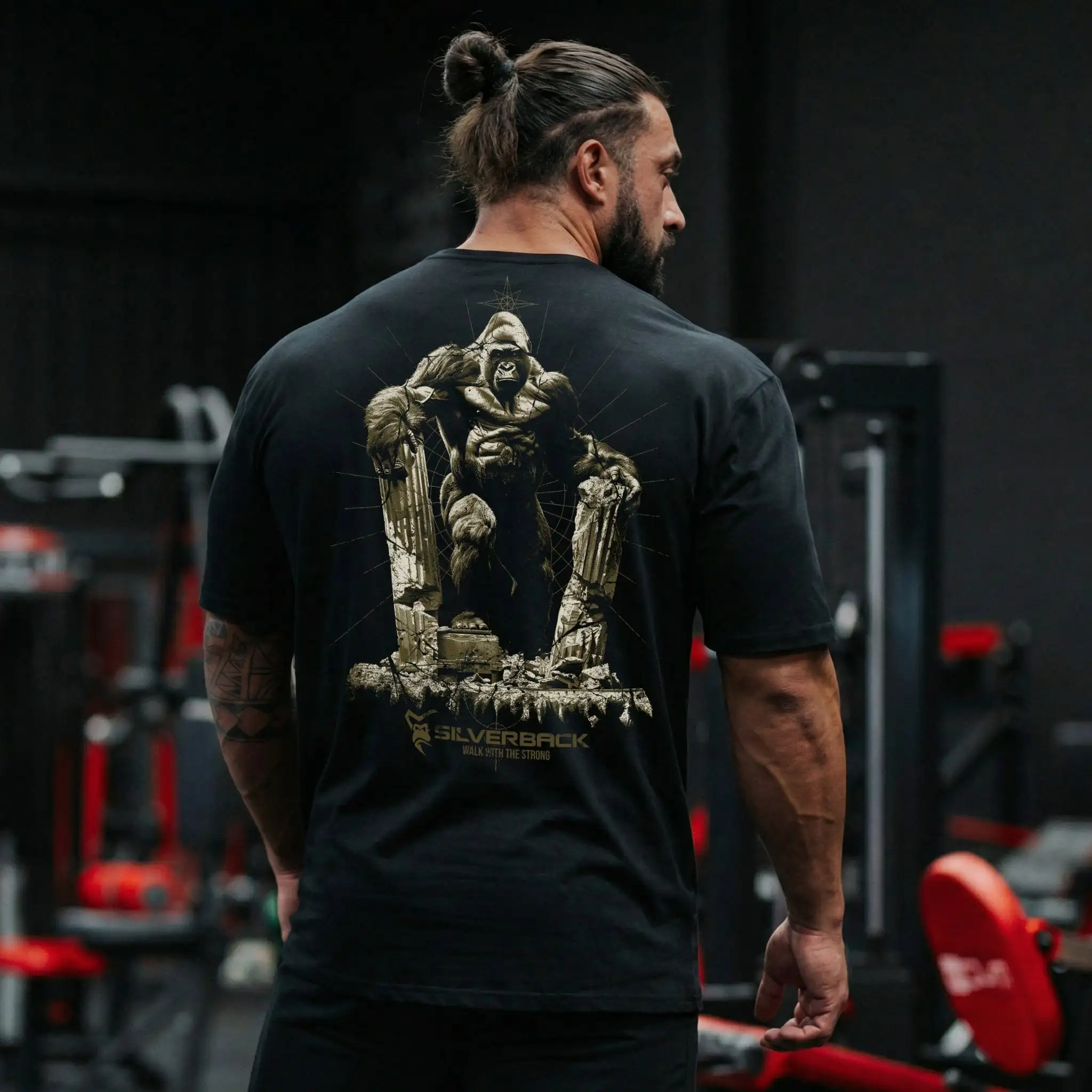 Image of GYM Gorilla Print T-Shirt Hercules T-Shirt - Silverback Gymwear