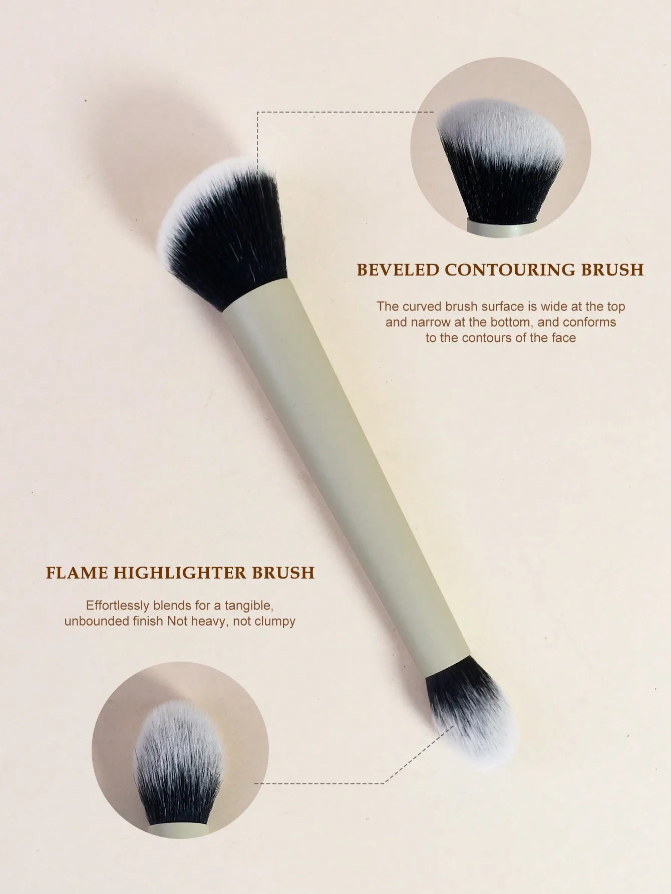 

1pc Dual-Ended Makeup Brush, Multi-Functional Makeup Brush Suitable For Foundation, Concealer, Highlighter, Blush, Etc. Holiday Makeup Brush.,Giveaways