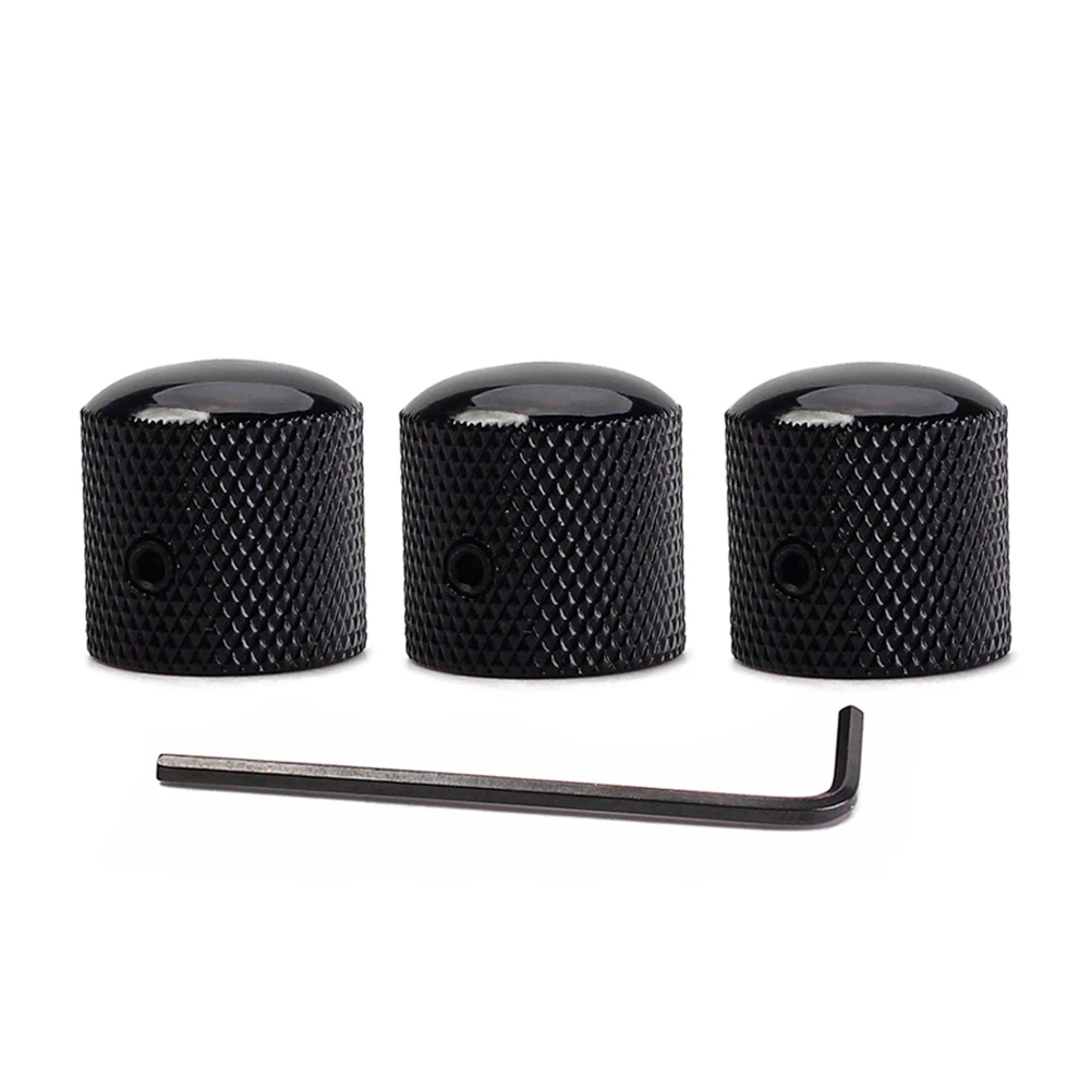 

3 Pcs Black Knob Guitar Parts Accessories Volume Control Dome Bass with Hole Tone