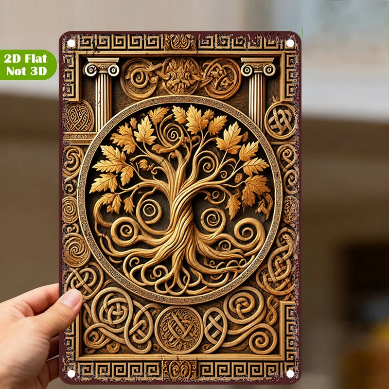 CIFBUY Vintage Celtic Aluminum Wall Art, Gold Accent 2D Engraved Waterproof Durable Metal Sign for Home Cafe Garage Wall Decor