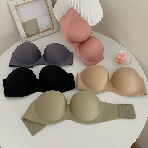 Imagen 2 del producto Sujetadores invisibles de realce para mujer, ropa interior Sexy sin tirantes, sin costuras, liso, sin correas, Bralette, lencería íntima para mujer