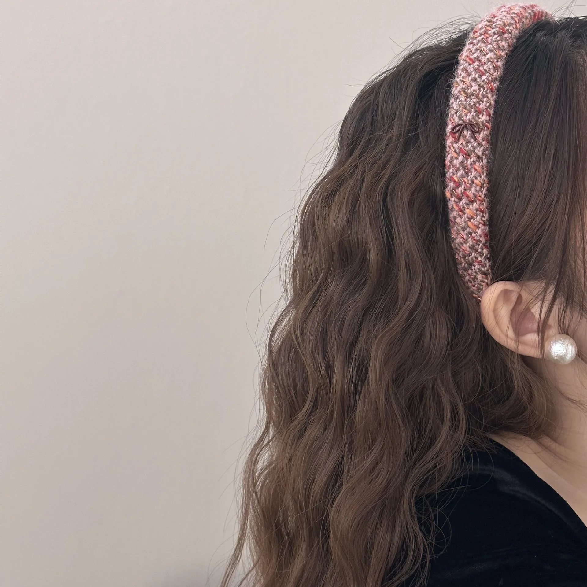 Winter Retro Red Mixed Color Headband Woven Knitting Sponge Headbands for Women Fashion Temperament Hair Hoop Female Hair Band